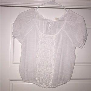 Sheer White Lace Cropped Blouse
